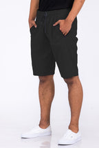 Heathered Cotton Blend Shorts with Drawstring Waist