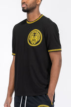 Lion Head Graphic Tee | Round Neck with Tape Detail