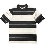 Black/White Old School Pique Polo Shirt - VacationGrabs