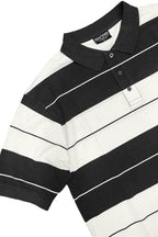Black/White Old School Pique Polo Shirt - VacationGrabs