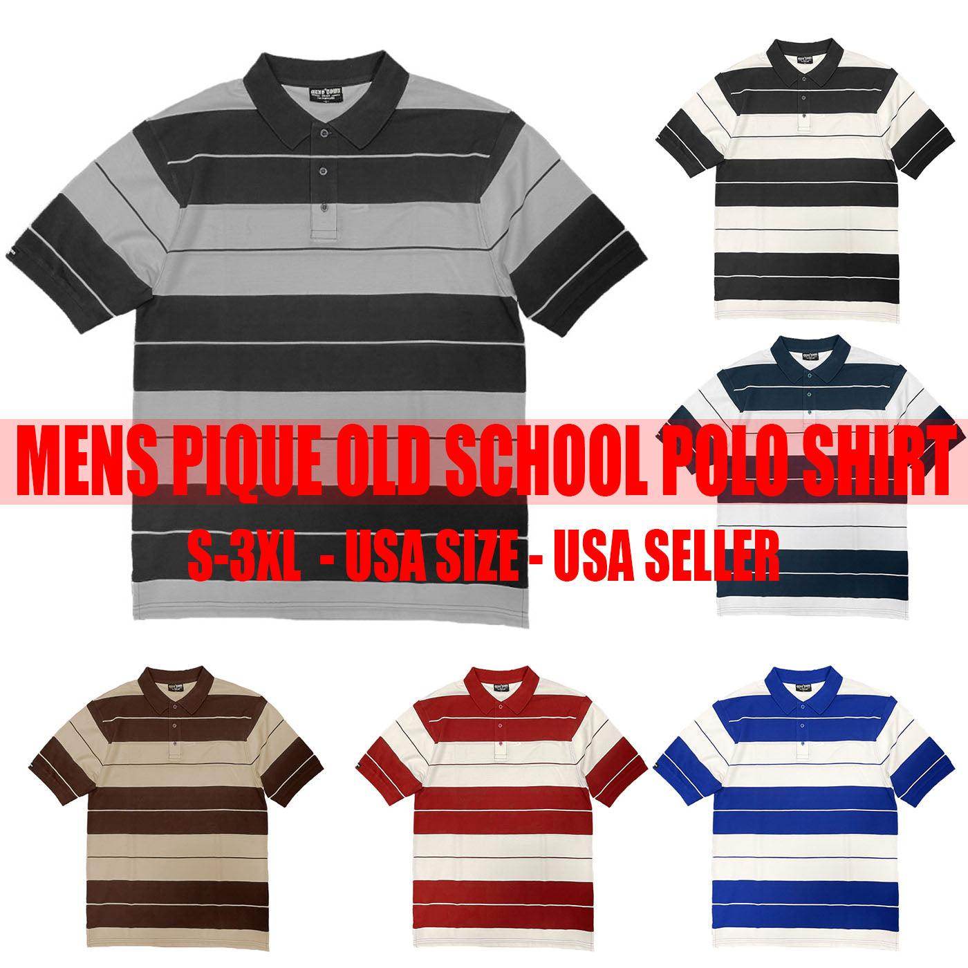 Black/White Old School Pique Polo Shirt - VacationGrabs