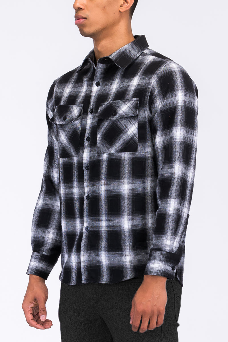 Men's Brushed Flannel Shirt | Chest Pockets & Button Cuffs