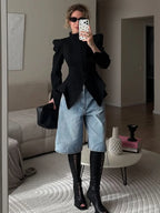 Women's black blazer clothing for women, stylish and tailored for casual outings