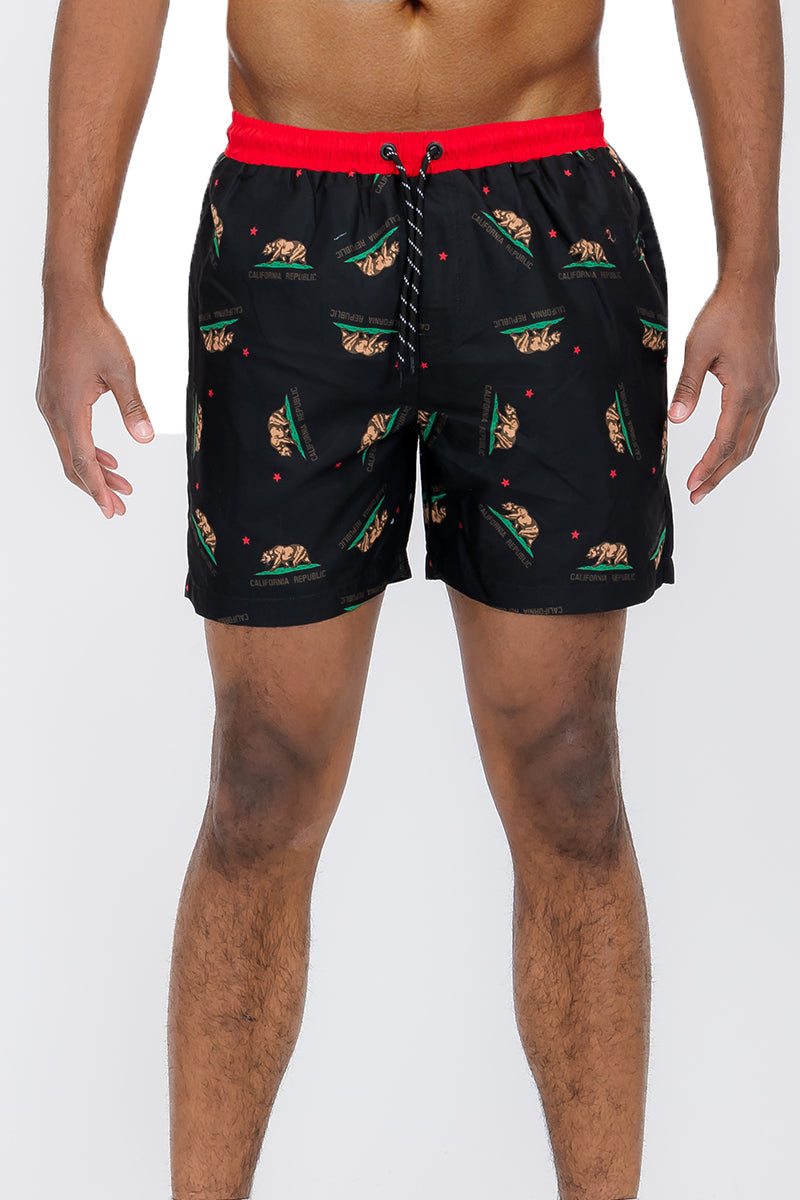 Cali Rep Print Swim Shorts – Men's Fashion Board Shorts