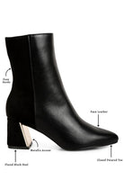 Rag Company black block heel ankle boots for women with faux leather and metallic accents