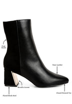 Rag Company black block heel ankle boots for women with faux leather and metallic accents