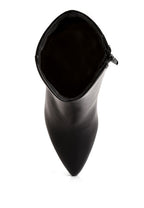 Rag Company block heel ankle boots for women in sleek black leather with pointed toe design