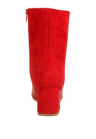 Rag Company red block heel ankle boots for women with a zipped back and a stylish design