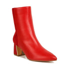 Rag Company red block heel ankle boots for women with a sleek design and pointed toe