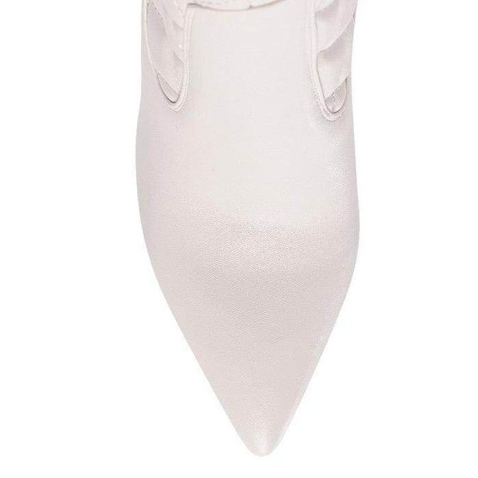 Rag Company Women's Block Heel Boots with a Stylish Pointed Toe in Elegant White