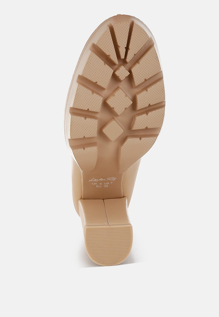 Women's London Rag International block heel heels, beige rubber sole for comfort