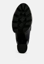 black women's block heel heels, durable rubber outsole for comfort