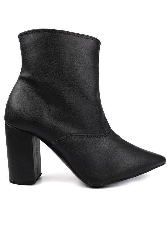 Women's black leather ankle boots with block heel heels for stylish looks