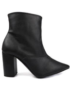 Women's black leather ankle boots with block heel heels for stylish looks