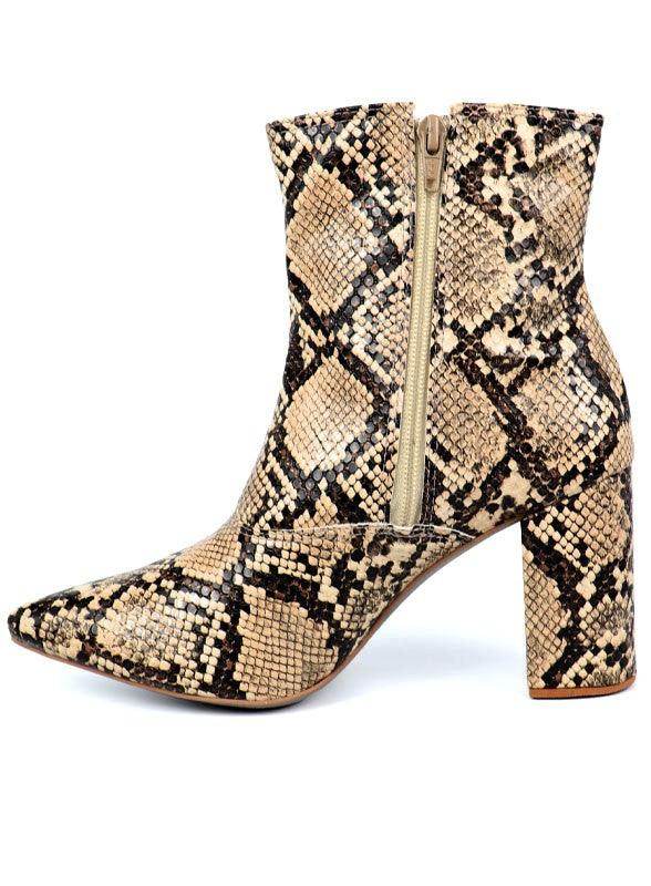 Women's snake print ankle boots with block heel heels for stylish outfits