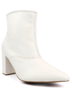 White women's ankle boots with block heel heels for trendy outfits