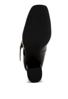 Black block heel Mary Jane sandals with adjustable strap for versatile styling