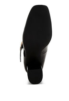 Black block heel Mary Jane sandals with adjustable strap for versatile styling