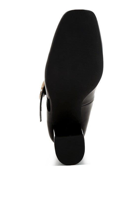 Black block heel Mary Jane sandals with adjustable strap for versatile styling