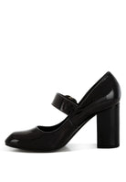 Black block heel Mary Jane sandals for stylish occasions