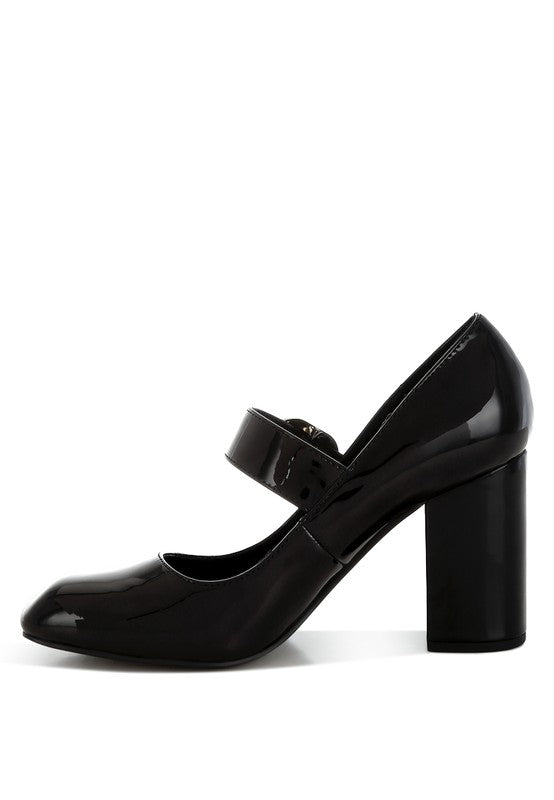 Black block heel Mary Jane sandals for stylish occasions