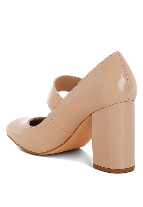 Rag Company block heel Mary Jane sandals in nude, stylish and comfortable for everyday wear