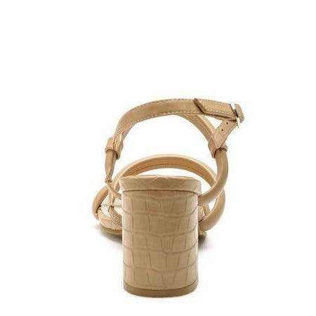 Rag Company Women's Block Heel Slingback Shoes in Beige with a Stylish Crocodile Texture