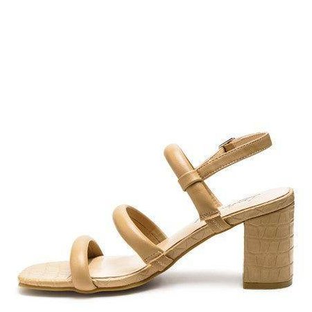 Rag Company block heel slingback shoes in beige with adjustable straps and a stylish design