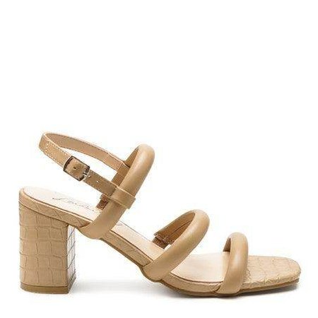 Rag Company block heel slingback shoes in nude with stylish straps and textured heel for comfort and elegance