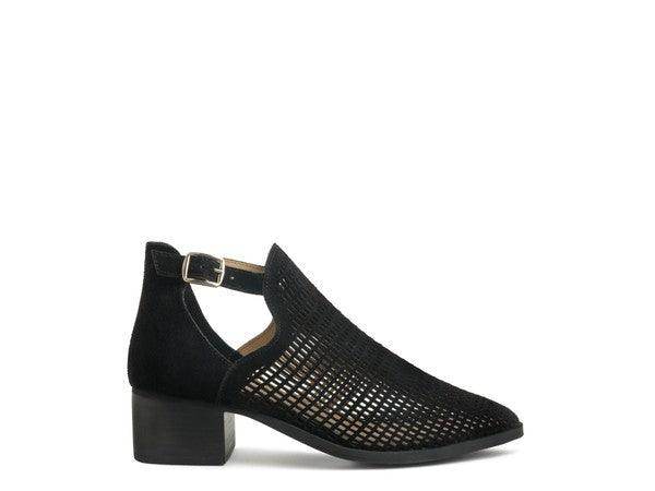 Rag Company black block heeled sandals for summer with stylish cut-out design and ankle strap
