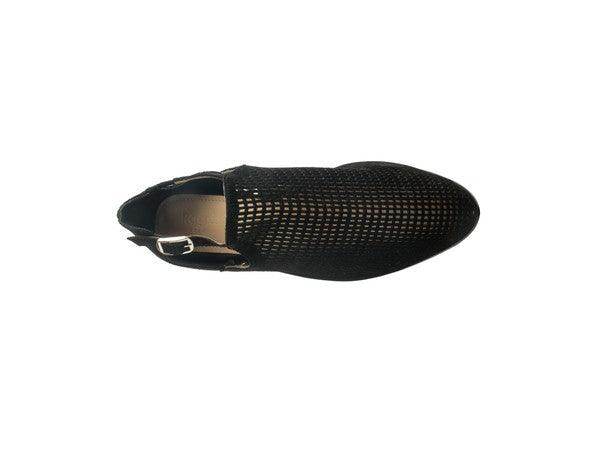 Rag Company black block heeled sandals for summer with stylish mesh design and buckle detail
