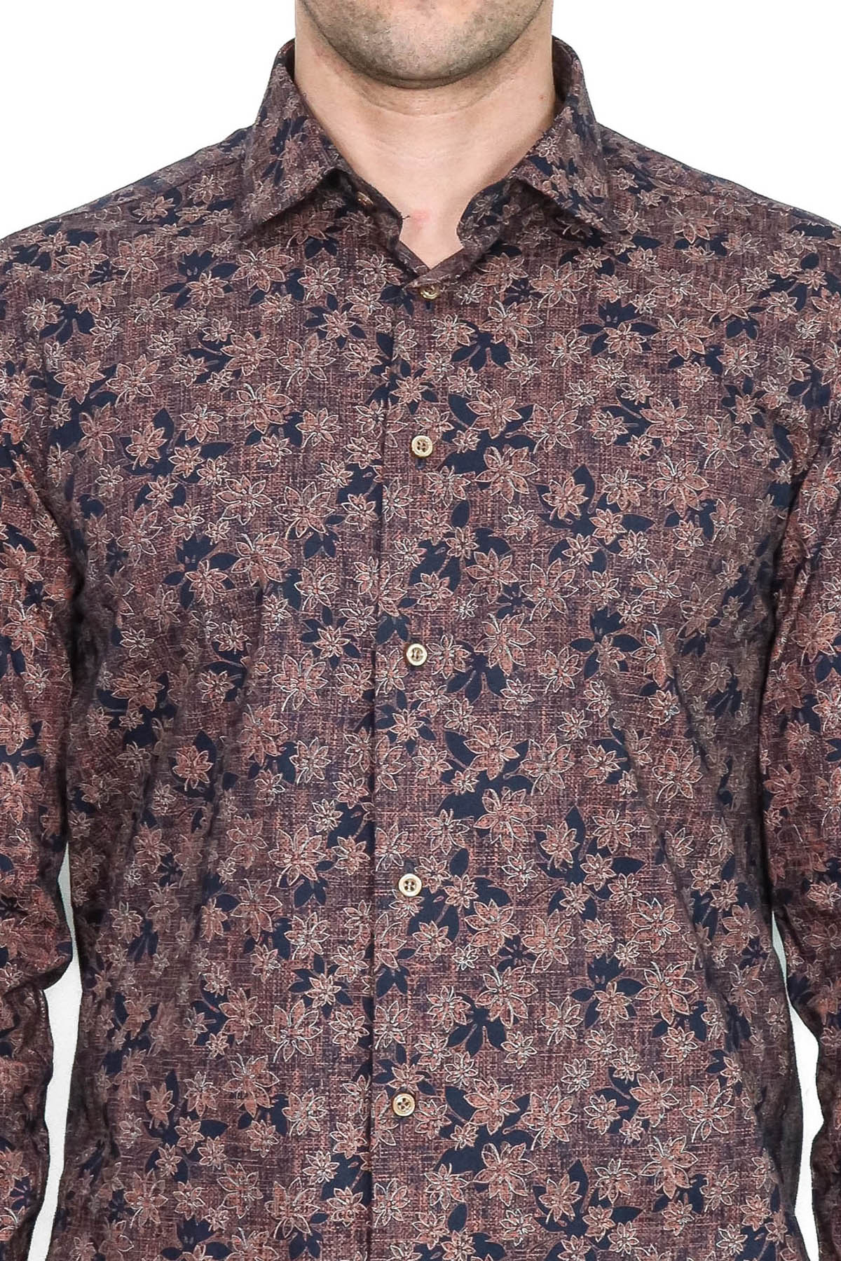 Bloom Patterned Brown Slim Fit Shirt – detail view