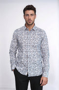 Bloom Patterned Grey Slim Fit Shirt – front view