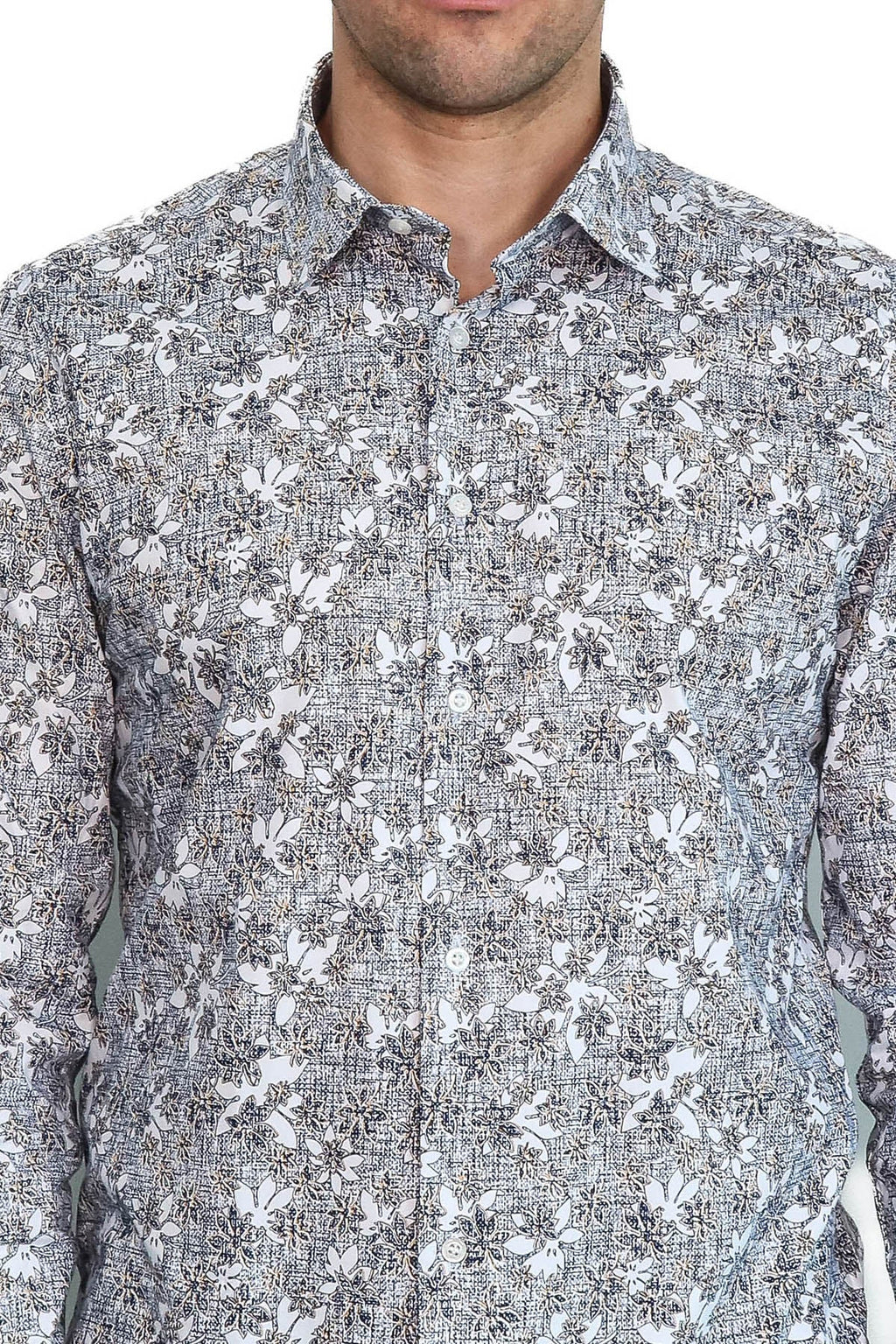 Bloom Patterned Grey Slim Fit Shirt – detail view
