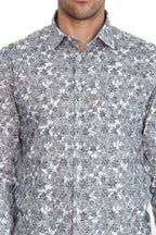 Bloom Patterned Grey Slim Fit Shirt – detail view