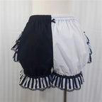 Black and white ruffled bloomers with lace trim for stylish comfort