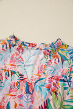 JUNIPER BLVD women's blouse floral with colorful tropical print for casual wear