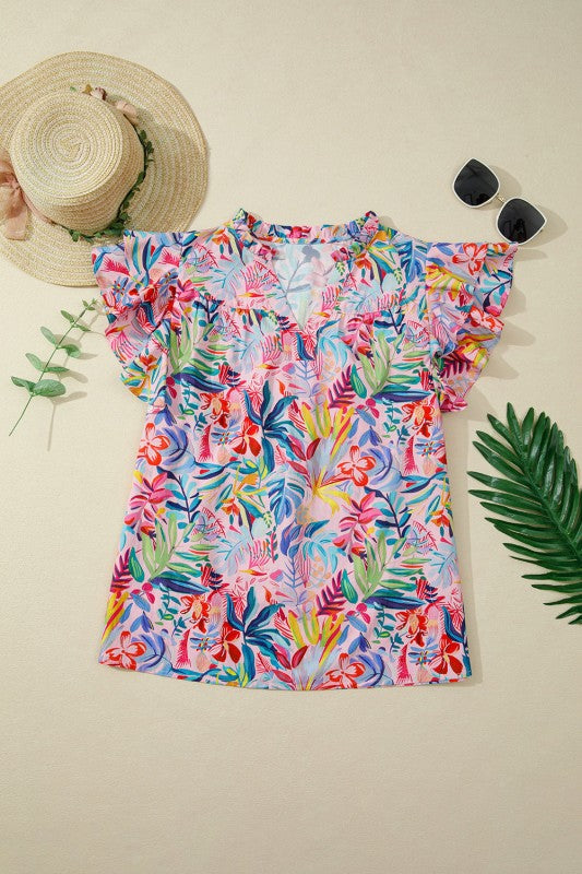 Women's floral blouse, colorful design, perfect for summer outings