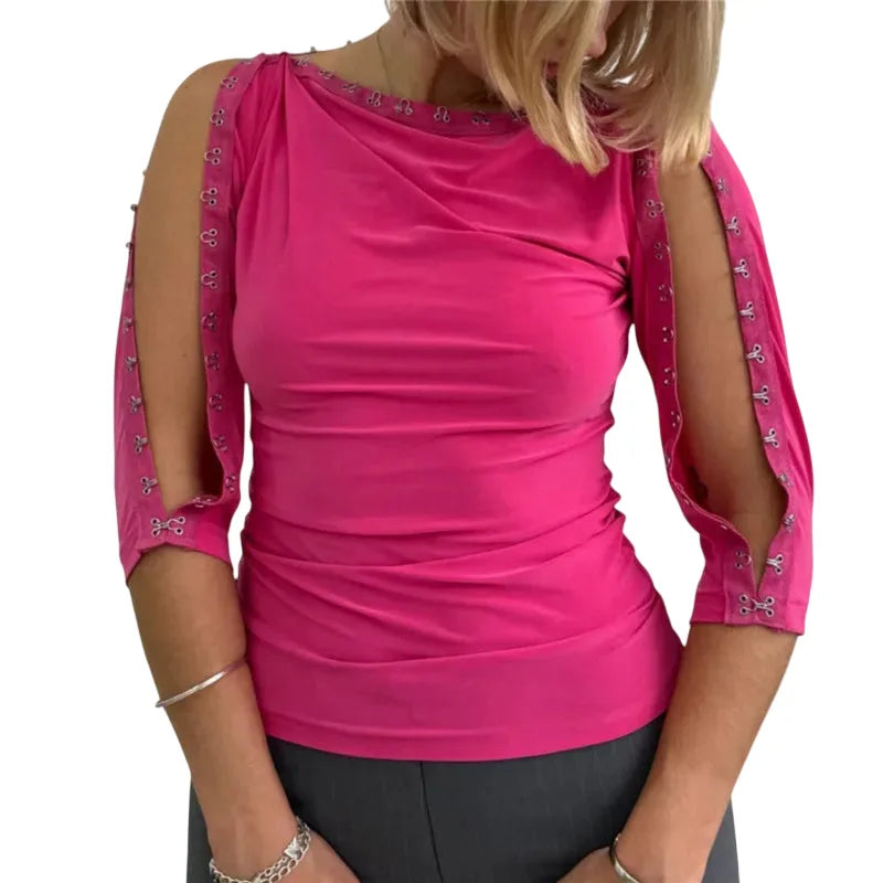 Women’s Off the Shoulder Blouse in Hot Pink