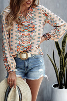 Women's floral blouse v neck in soft fabric for casual wear