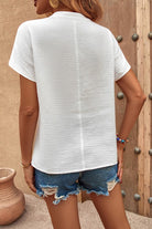 Women's white blouse v neck, lightweight fabric for casual wear
