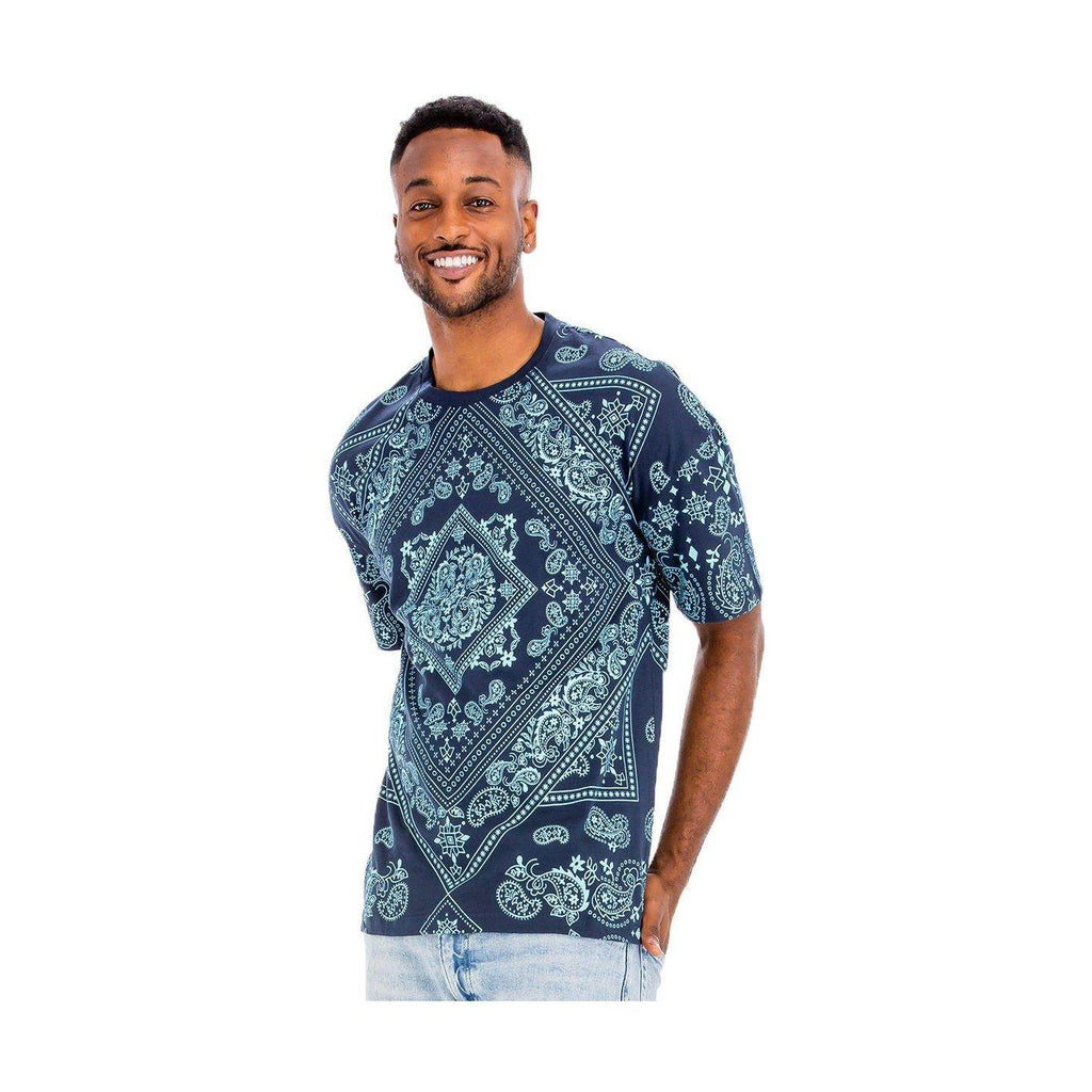 Blue Bandana Print Tshirt - VacationGrabs