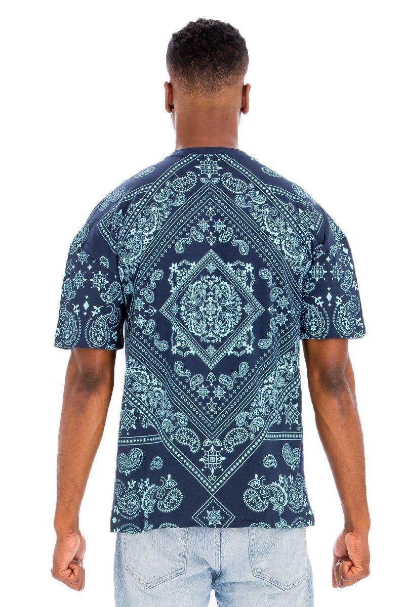 Blue Bandana Print Tshirt - VacationGrabs