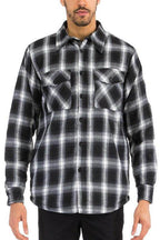 WEIV blue black plaid shirt men with a classic fit and two front pockets for a stylish look