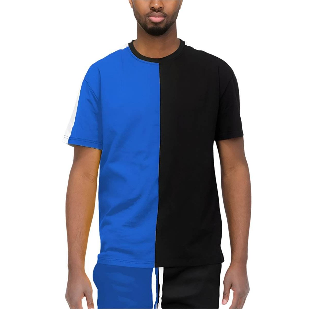Split Color Block Short Sleeve Shirts - VacationGrabs