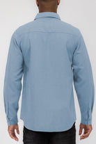 Men's Shirts Blue Blank Brushed Long Sleeve Flannel Shirt Mens