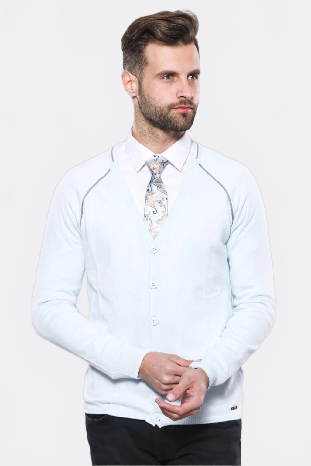 Blue Cotton Men Knitwear – front view