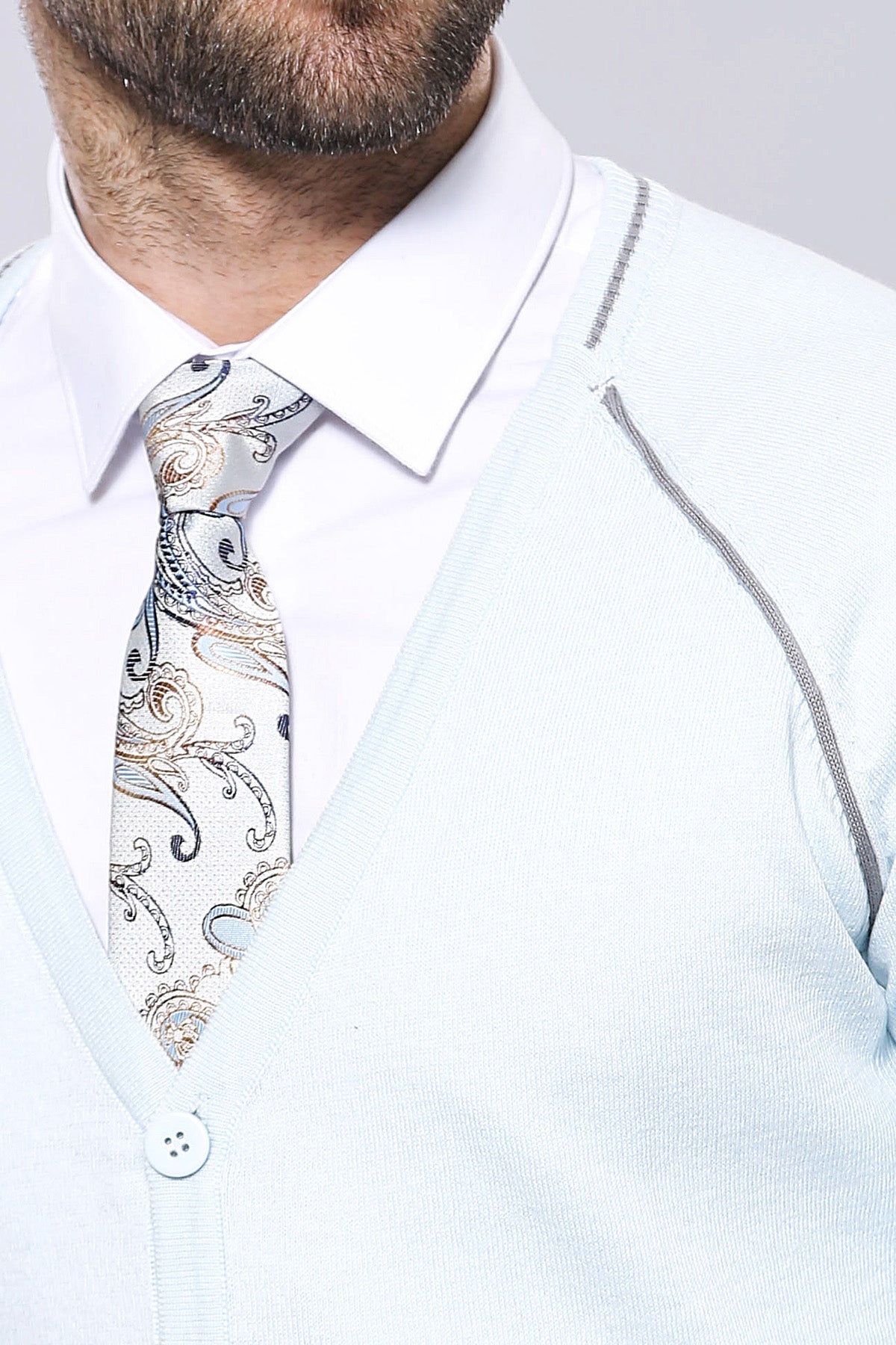 Blue Cotton Men Knitwear – detail view