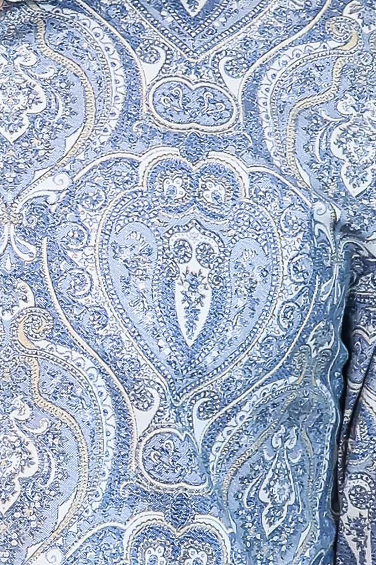 Blue Damask Pattern Slim Fit Shirt – detail view
