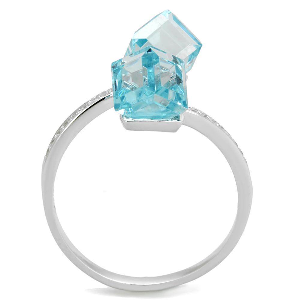 Elegant blue gemstone ring for women featuring two stunning aquamarine stones set on a silver band